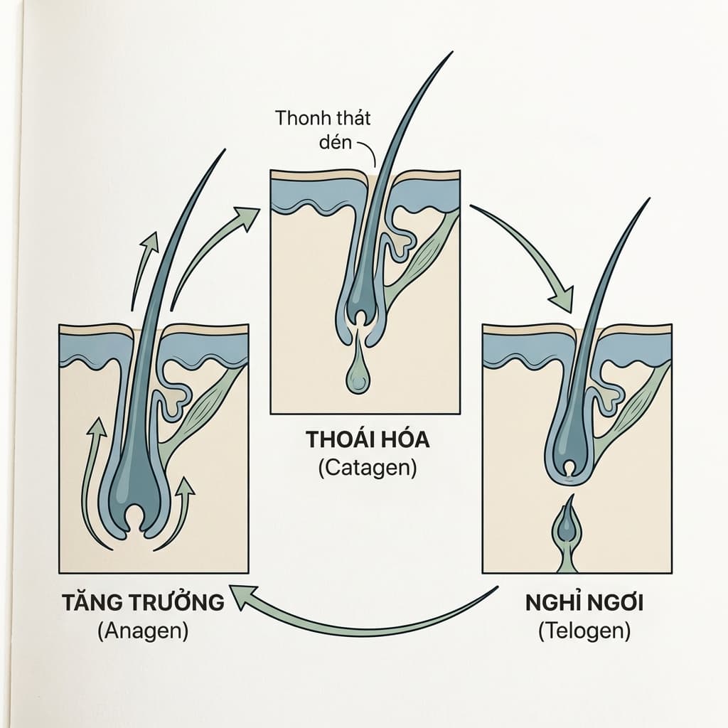 Chu kỳ sinh trưởng của lông Anagen Catagen Telogen