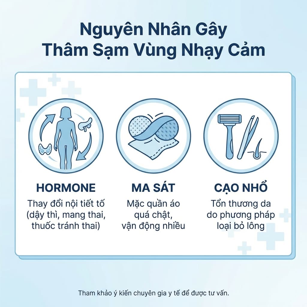 Sơ đồ nguyên nhân gây thâm và viêm vùng kín