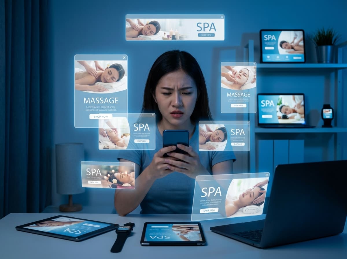 Retargeting kỹ thuật số — quảng cáo spa bám đuổi bạn