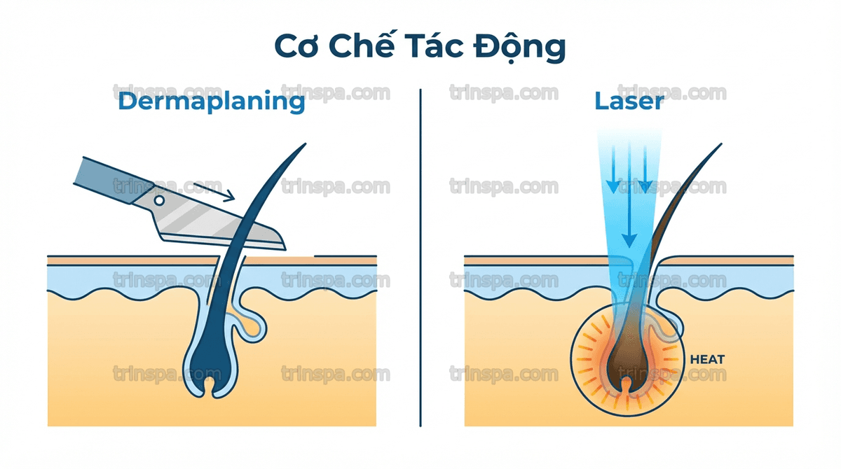 Sơ đồ cơ chế triệt lông Laser Diode