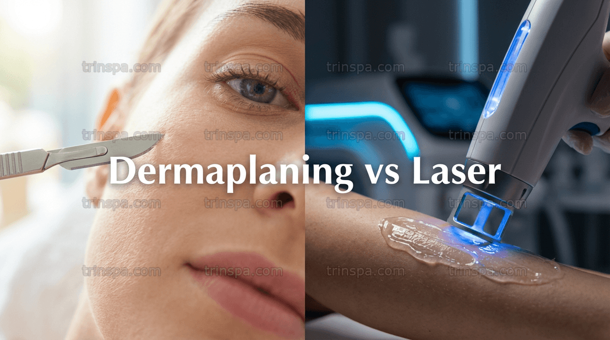 So sánh trực quan Dermaplaning và Laser trên da mặt