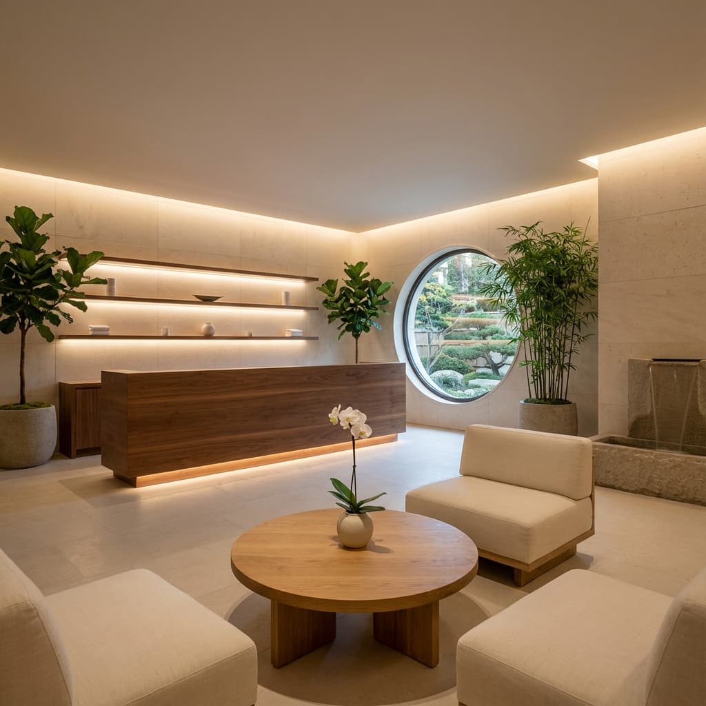 Không gian sảnh chờ sang trọng tại TriN Spa Clinic